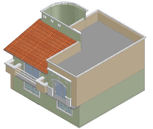 Proyecto E.
Vista 3D.
San Matias Atzala.San Felipe Teotlalcingo Puebla.